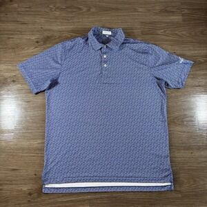 Peter Millar Summer Comfort Golf Polo Shirt Men's Large Blue Record Revolution